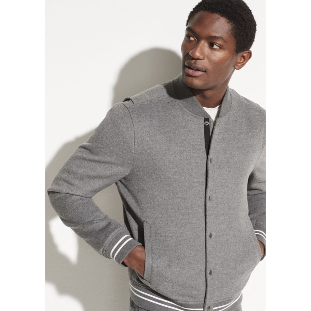 Vince Grey Soft Varsity Jacket Size XL